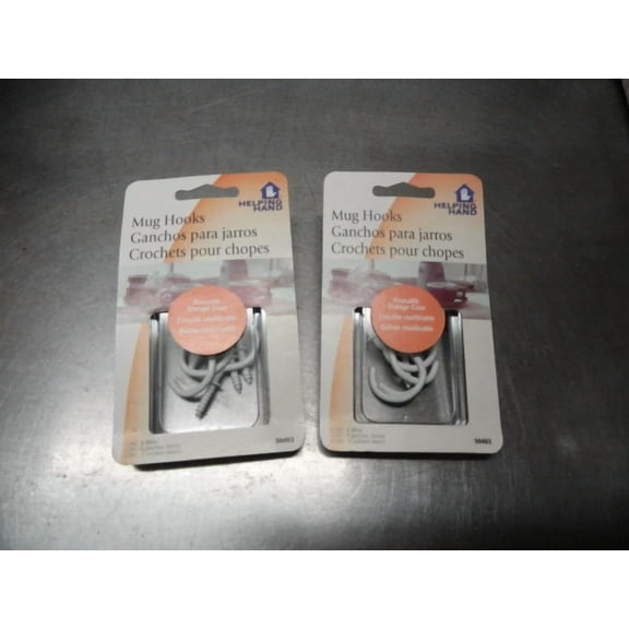 12 - Helping Hand 50403 White Mug Hooks - 12 Hooks 7Bp