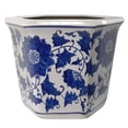 thumbnail image 1 of 12" Hexagonal Flower Pot - Blue and White Floral, 1 of 7