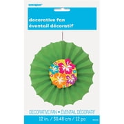 12" Hibiscus Tissue Paper Decorative Fan