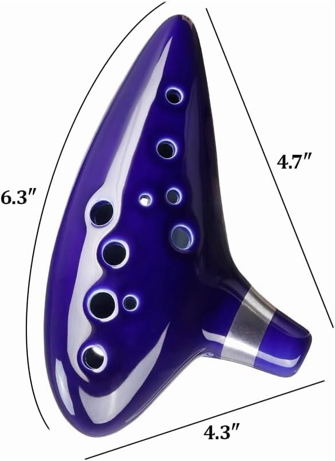 12 Hole Alto C Ceramic Ocarina - Professional Kiln-Fired Legend of Zelda Style Instrument with English Tutorial, Display Stand & Gift Box (Cobalt Blue)