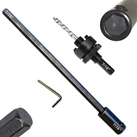 12" Hole Saw Arbor Extension plus Hole Saw Arbor 7/16" Hex end Extension 7/16 Hex Female to 7/16 Hex Male Hole Saw Mandrel with TCT Pilot Drill Deep Holes in Masonry 12 Long Hole Saw Adapter Extension