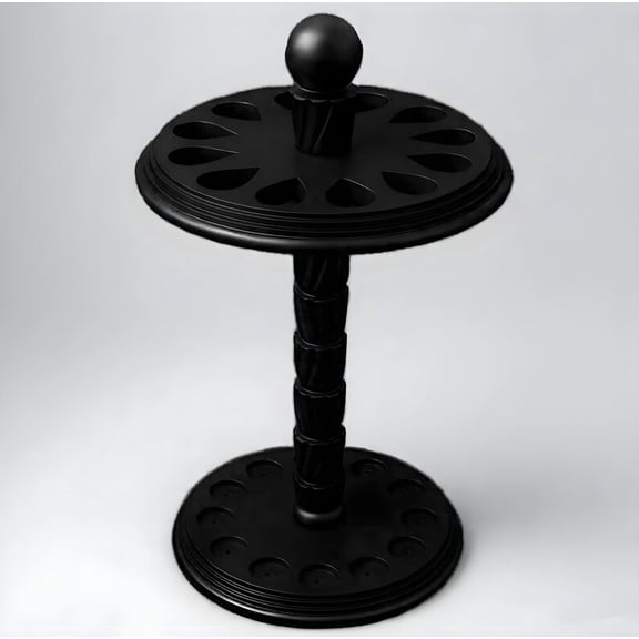 12-Hole Wooden Cane & Pool Cue Holder | Elegant Display Stand for Walking Sticks & Billiard Cues | 22-Inch Wooden Organizer for Home or Game Room-Black