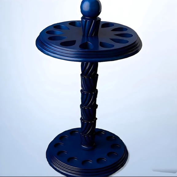 12-Hole Wooden Cane & Pool Cue Holder | Elegant Display Stand for Walking Sticks & Billiard Cues | 22-Inch Wooden Organizer for Home or Game Room-Blue