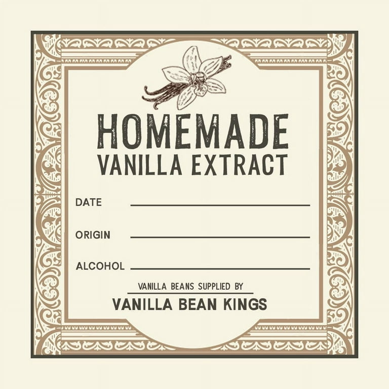 12 Homemade Vanilla Extract Labels for Bottles & Gifts– Square 3 Inch