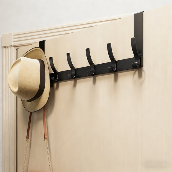 12 Hook Over The Door Organizer, No Drill Space Saving Coat Rack, Heavy Duty Door Back Hanger for Towels Clothes Hats, Multi-Functional Door Mounted Storage for Bathroom Bedroom Dorm and Entryway