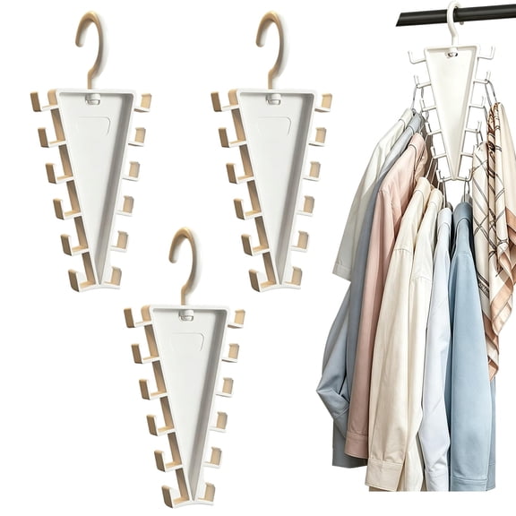 12-Hook V Shaped Double Sided Hanger Storage Rack Closet Organizer Multi-Functional Closet Organizers and Storage for Clothes Hats Scarves, 360° Rotatable Double-Sided Space Saving (3pcs)