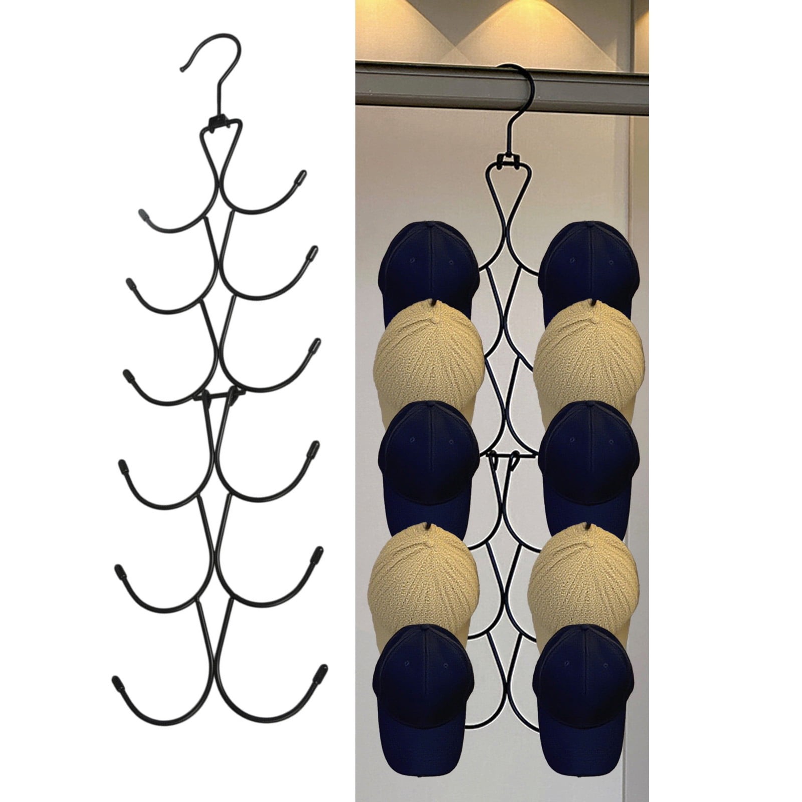 12 Hooks Metal Hat Hanger for Closet, Baseball Cap Organizer Rack ...