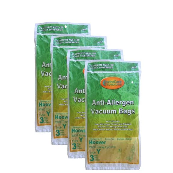 12 Hoover Hepa Allergy Type Y Bags, Windtunnel Upright Vacuum Cleaners, 43655...