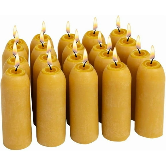 12-Hour Natural Beeswax Long-Burning Candles for Emergency & Outdoor Use, 20-Pack