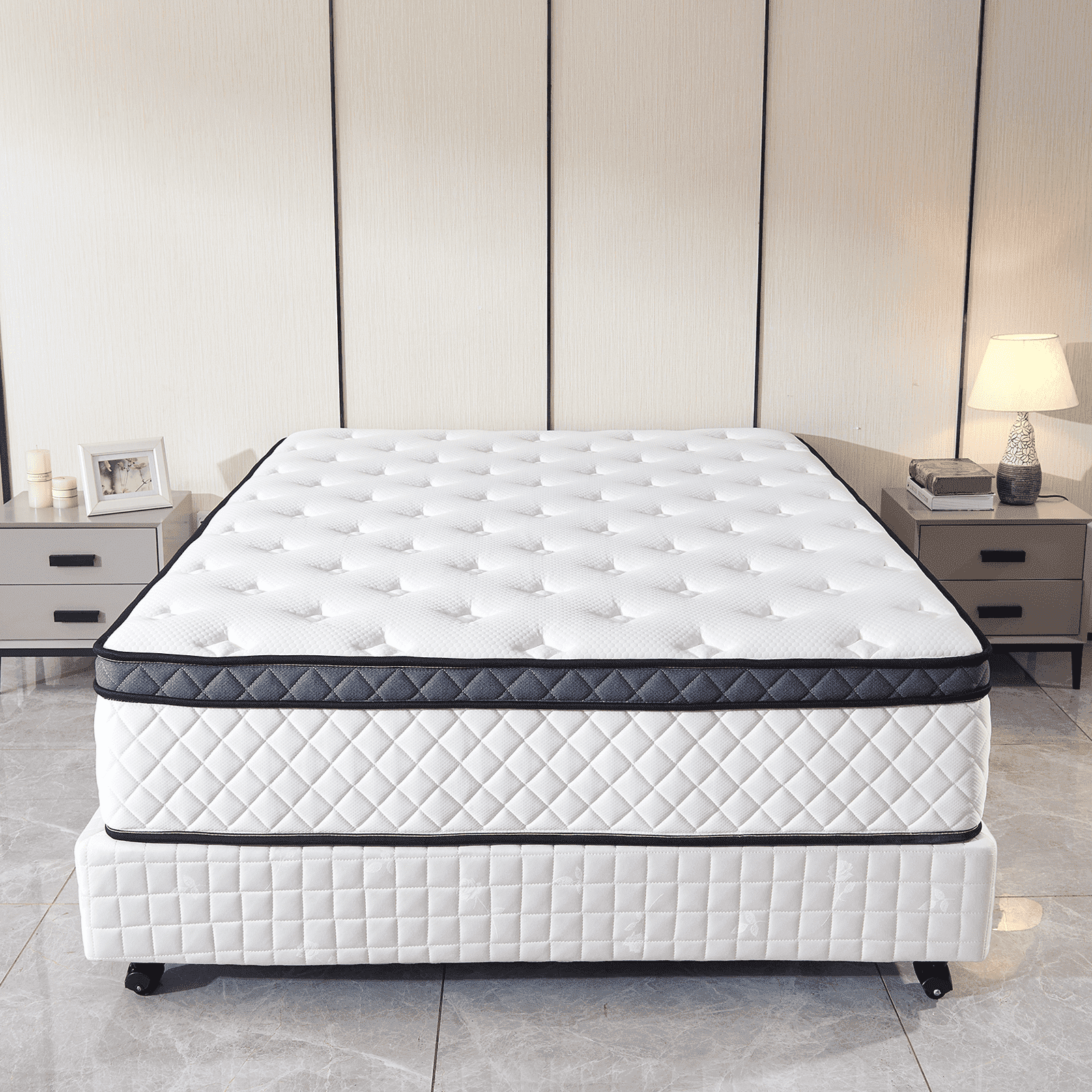 Sentryse 12 inch King Size Mattress, Euro Top Medium Firm Feel Foam and Pocket Spring Hybrid Mattress in a Box