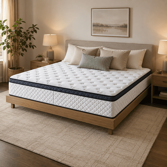 Sentryse 12 Inch King Size Hybrid Mattress in a Box, Euro Top Medium Feel with Pocket Springs and Wave Foam Comfort Layer