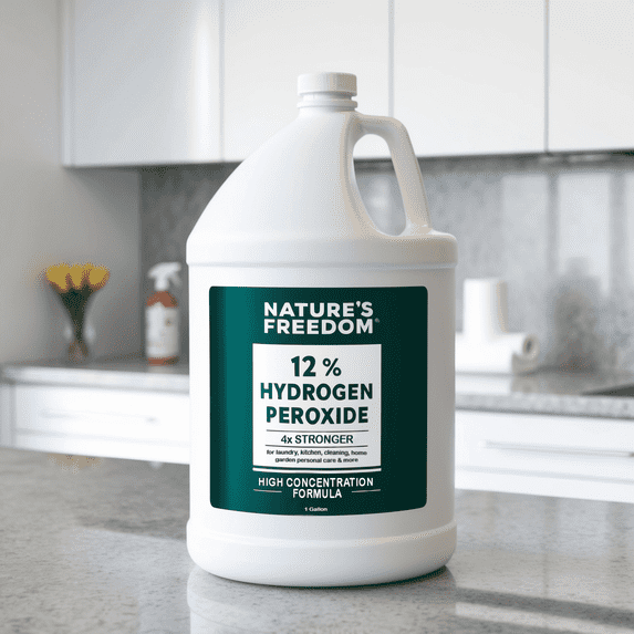 Nature’s Freedom 12% Hydrogen Peroxide Cleaning Solution, 1 Gallon Multi-Purpose Cleaner & Disinfectant Concentrate