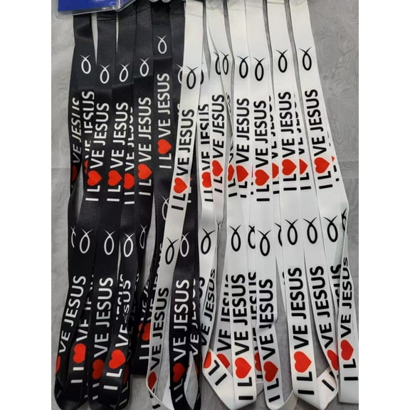 12 I Love Jesus Lanyard Keychain ID Holder Neck Strap Lanyards Favors Lot Gifts