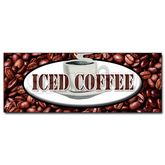 12" ICED COFFEE DECAL sticker fresh brewed cold ice latte mocha frappe java