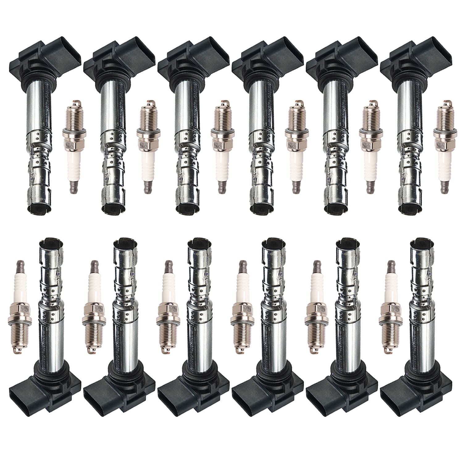12 Ignition Coils and 12 Spark Plugs Compatible with 2003-2012 Bentley Continental GTC 6.0L W12 Replacement for UF542