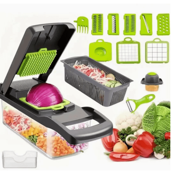 12-In-1 Multifunctional Vegetable Chopper With 7 Blades Container For Kitchen Food