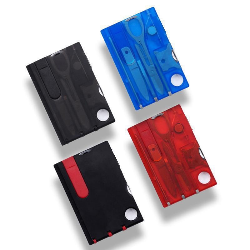 10-in-1 Pocket Credit Card Multi-Tool – Stainless Steel, 82x54x4mm, Includes Knife, Scissors, Screwdrivers, Pen & More For Camping & Outdoor Use