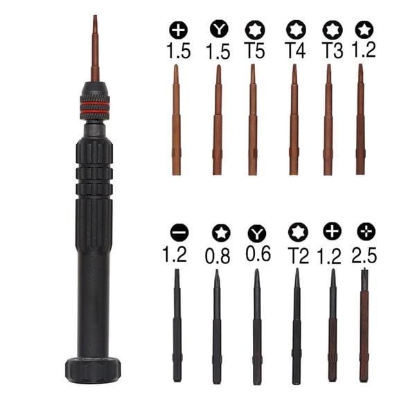 12 In 1 Precision Aluminum Screwdriver Set With Chrome Vanadium Alloy Steel Bits For DIY Mobile Phone Repair And Electronics , NonSlip Handle