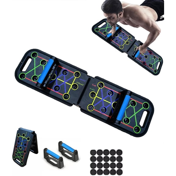 12-In-1 Push Up Board,Portable Pushup Bars for Men, Max Press Up Boards,Foldable Gym Exercise Board,Multi-function Push-Up Stand, Workout Equipment with Resistance Bands