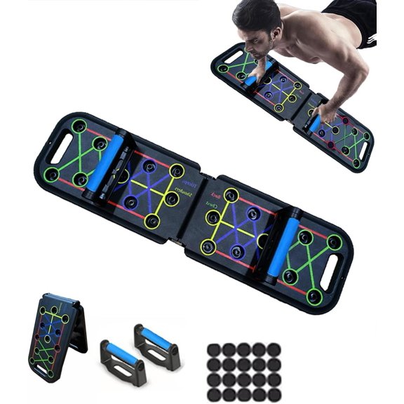 12-In-1 Push Up Board,Portable Pushup Bars for Men,  Max Press Up Boards,Foldable Gym  Exercise Board,Multi-function Push-Up Stand, Workout Equipment with Resistance Bands