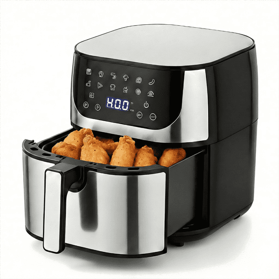 Haysky 8.5 Qt Air Fryer, 12-in-1 Large Capacity for Family, Touch Screen, Nonstick & Dishwasher Safe Basket, Silver