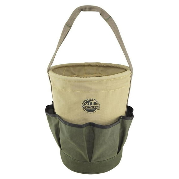 12 In. 6 Pocket Utility Tool Bucket In Khaki Green
