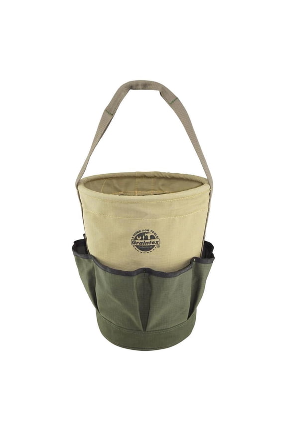 12 In. 6 Pocket Utility Tool Bucket In Khaki Green
