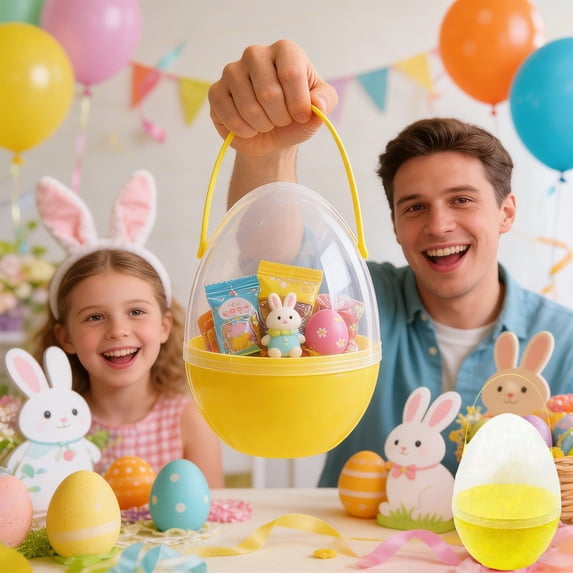 12 In Extra Large Clear Plastic Easter Egg Fillable Treasure Hunts Egg For Snacks Candy Party Gifts And Decor