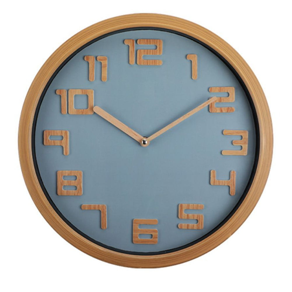 12 In Silent 3D Numerals Solid Plastic Wooden Frame Wall Clock Battery ...