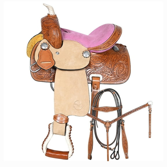 12 In Western Kids Youth Children Miniature Pony Saddle Leather Trail Tack