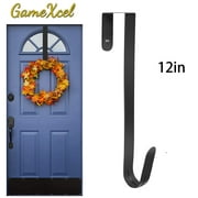 12 In Wreath Hanger - Metal Wreath Holder - Door Hook for Xmas Easter Spring Wreath - Front Door Hanger Black