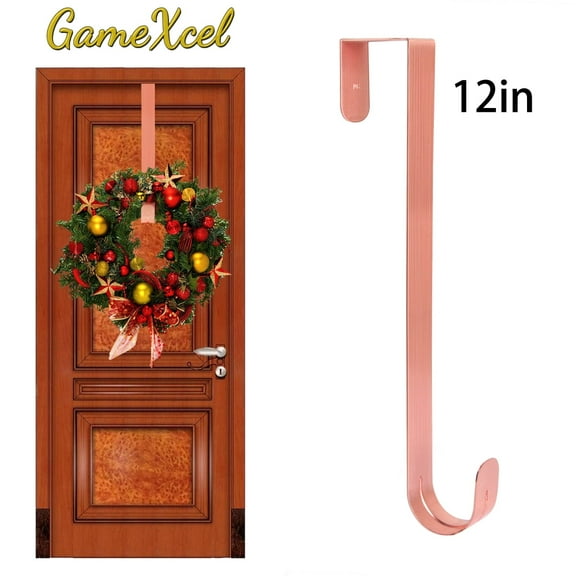 12 In Wreath Hanger - Metal Wreath Holder - Door Hook for Xmas Easter Spring Wreath - Front Door Hanger Copper