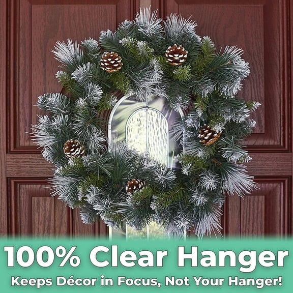 12 In Wreath Hanger - Metal Wreath Holder - Door Hook for Xmas Easter Spring Wreath - Front Door Hanger White