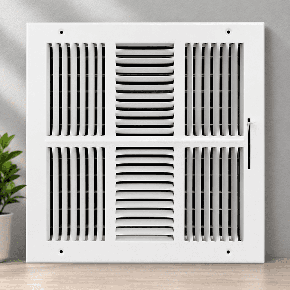Everbilt 12 in. x 12 in. 4-Way Steel Wall/Ceiling Register, White
