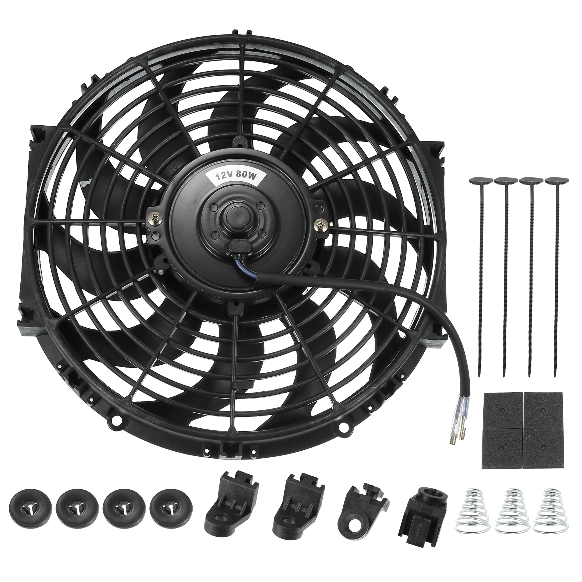 1 Set 14 Inch 12V Electric Cooling Radiator Fan Puller Pusher Engine  Cooling Fan with Install Kit Black