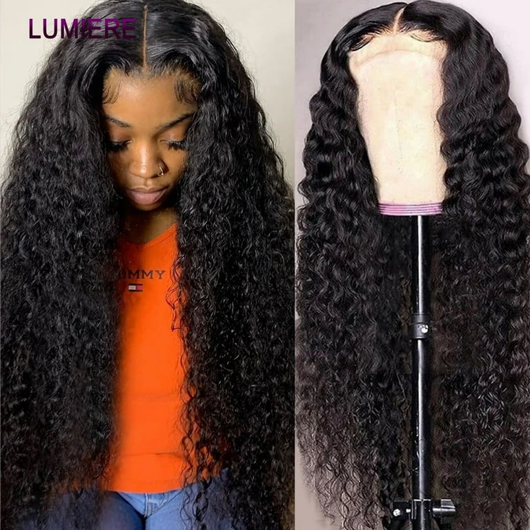 12 Inch 13x4 Water Wave Lace Front Human Hair Wig HD Transparent Lace  Frontal Closure Wigs Curly Wave Wig for Black Women 150% Density Remy Human  Hair Lumiere Hair 