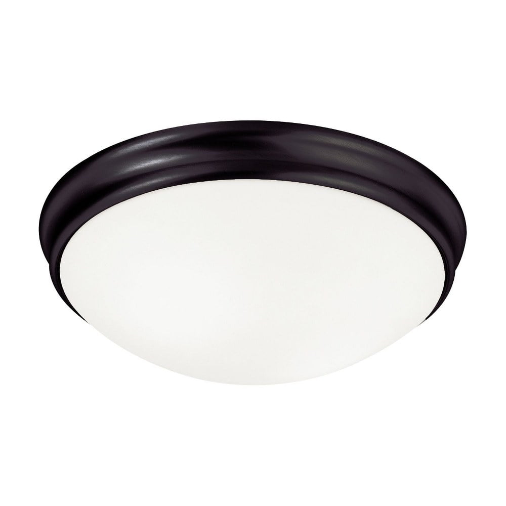 Matte Black Modern Glass Bowl 2-Light Flush Mount Ceiling Fixture