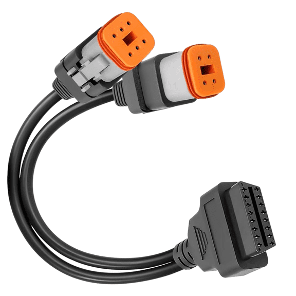12 Inch 2-in-1 OBD2 Diagnostic Adapter Cable for Harley Davidson, 16 Pin Convert to 4 Pin + 6 Pin Connector, Works with Most Motorcycle Diagnostic Scan Tools