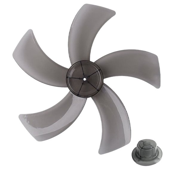 12 Inch 280mm Household Plastic Five Leaves Fan Blade with Nut Cover AS Replacement Blades White Black-black