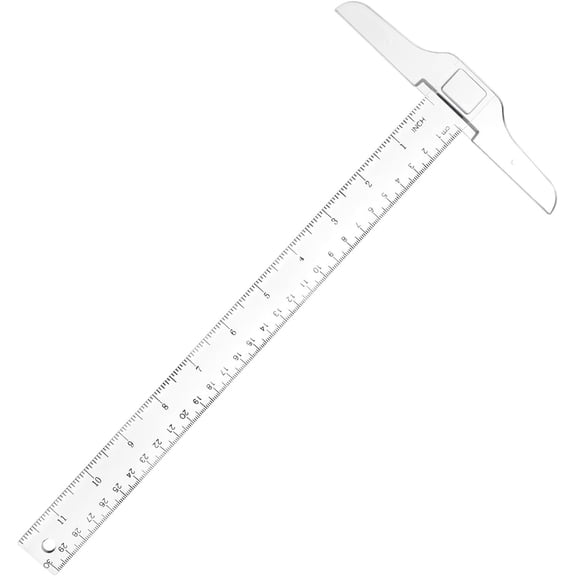 12 Inch/30 cm Plastic T-Square Transparent T-Ruler Drafting T Square Inch Metric Measuring Scale Ruler Clear Crafting Rule for Drafting, Art Framing