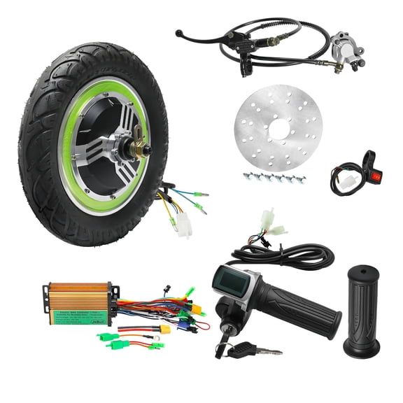 12 Inch 36V 500W Brushless Hub Motor Wheel Kit for Electric Scooter E-Bike Dirt Bike Pit Bike Motorcycle Tricycle,62-203 Pneumatic Tire,Disc Brake Assembly with Sine Wave Controller