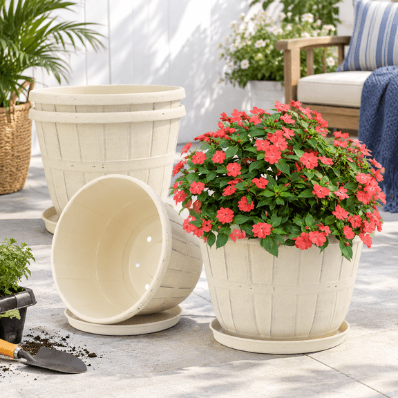 12 Inch 4 Pack Large Planters Pot For Indoor Outdoor