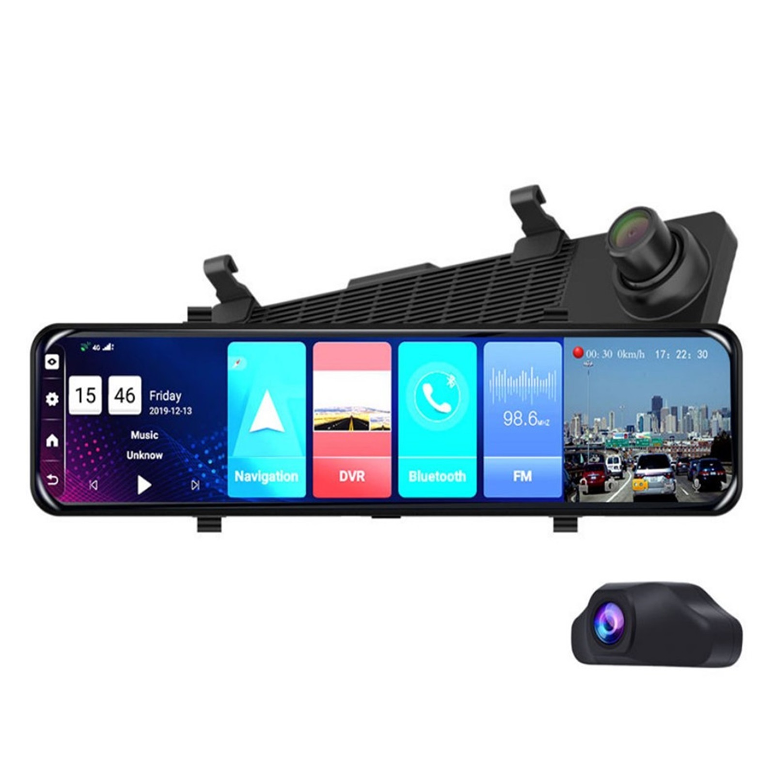 12 Inch 4G Rearview Mirror Car DVR HD 1080P GPS WIFI ADAS Dash Cam 4G