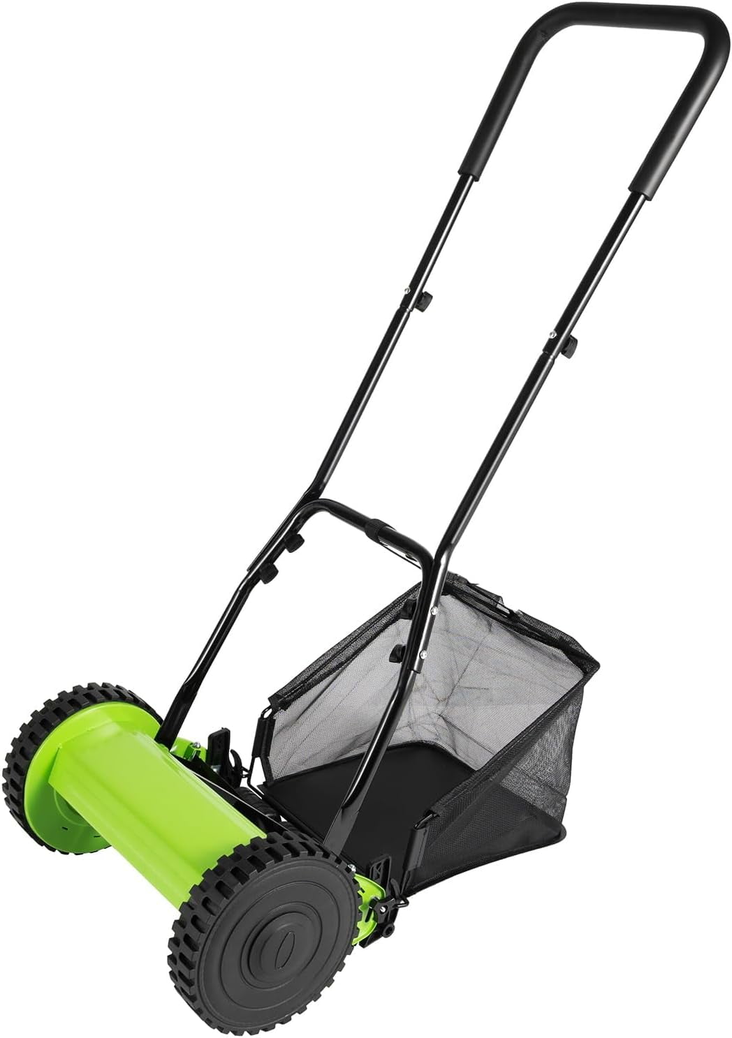 12 Inch 5 Blade Reel Lawn Mower, Manual Lawn Mower with 6 Gallon Grass Catcher, 0.47-1.77inch Adjustable Cutting Height, Push Mower for Yard, Garden