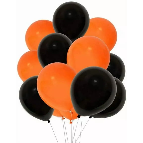 12 Inch 50X Orange Black Latex Balloons Halloween Party Floating Balloon Helium