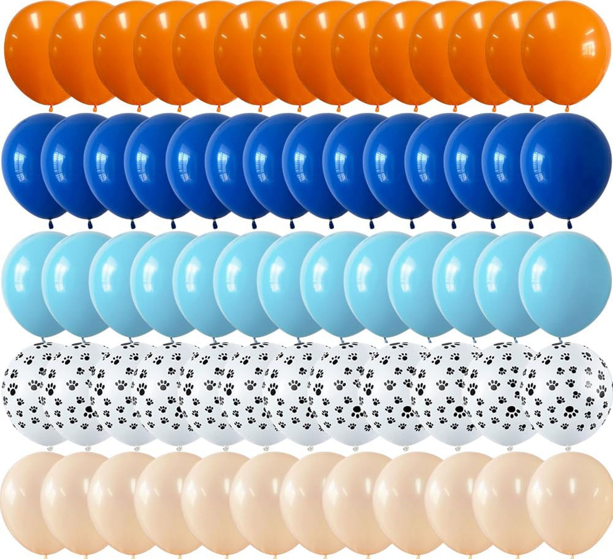 12 Inch 60 Pcs Blue and Orange Latex Balloons Kit Dark Light Blue