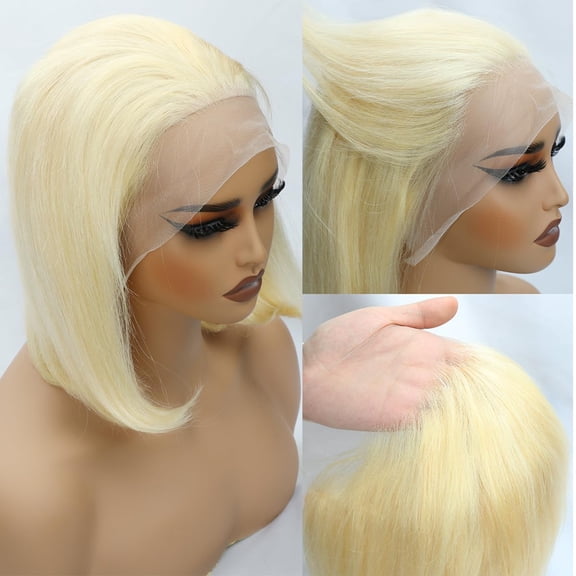 12 Inch 613 lace front Wig Human Hair Blonde Bob Wig Human Hair 13x4 HD Lace Front Wig Human Hair Pre Plucked With BabyHair Short Straight Bob Wigs For Women 180 Density