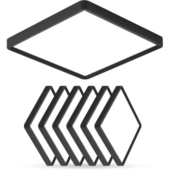 12 Inch 6PK Square LED Flush Mount Ceiling Light, 24W, 2500LM, 3000K/4000K/6000K CCT Selectable, LED Flat Panel Low Profile Ceiling Light Fitures for Hallway, Kitchen, Bedroom, Laundry Room