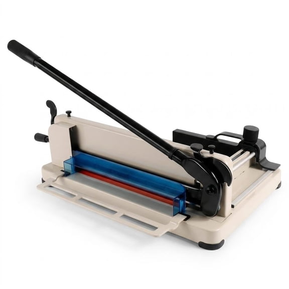 12 Inch A4 Guillotine Paper Cutter, Heavy Duty 400 Sheet Stack Trimmer with Sharp Steel Blade, White Manual Paper Cutter ,for Office Print Shop