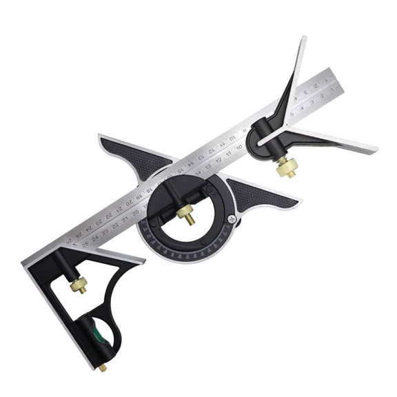 12 Inch Adjustable Combination Square,Multi-Function Combination Square Angle Ruler, Stainless Steel Angle Square, 90 Degree Right Angle Ruler Woodworking Square Tools